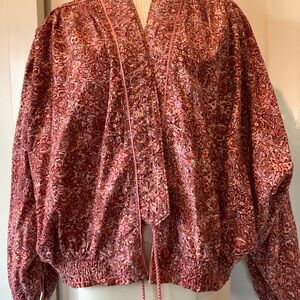 Free People Pink Patterned Light Jacket